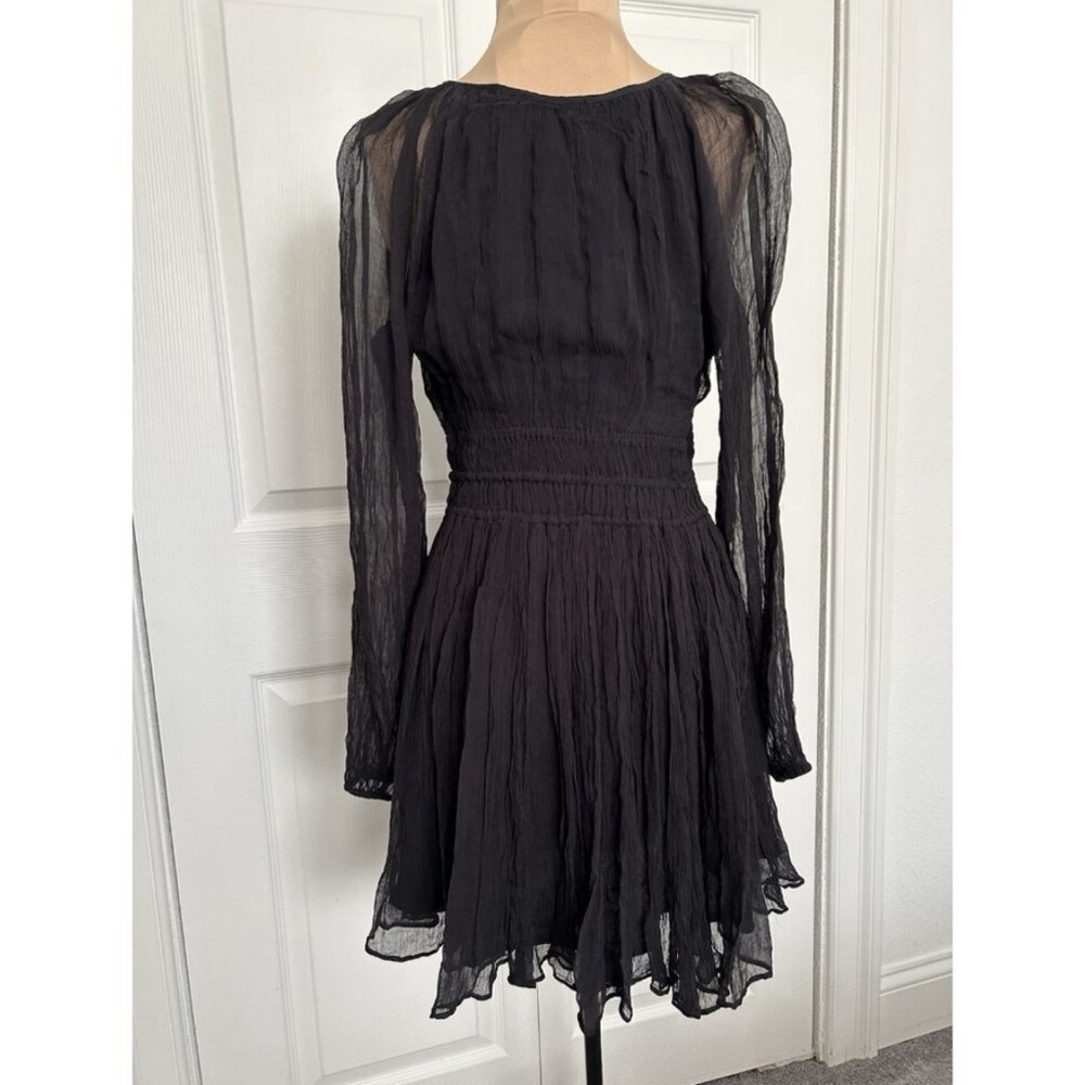 J Crew Elena Long Sleeve Black Chiffon Dress - Picture 7 of 13